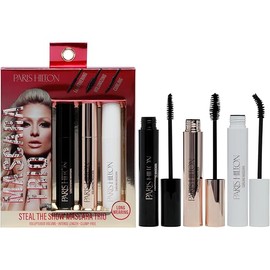 Paris Hilton Steal The Show Mascara Trio - Black Waterproof Mascara - Defining, Lengthening, Volumizing, Curling Lifted Eyelashes - Long Lasting Smudge Proof Clump Free Makeup - Gifts for Women - 3 pc