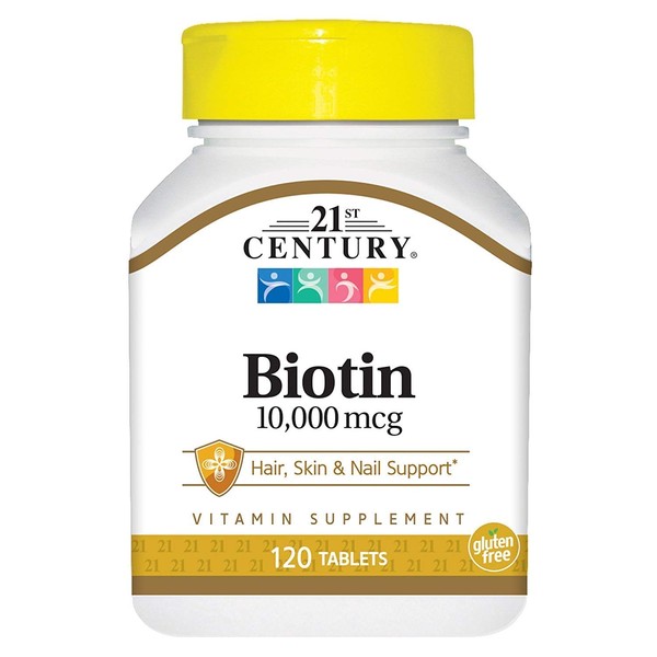21st Century Biotin 10000 mcg, 120 Tablets (Pack of 3)