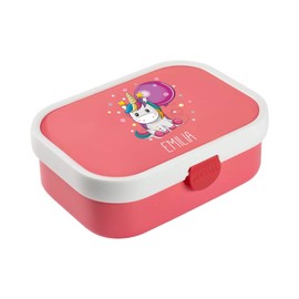 4you Design Personalisierte pinke Brotdose -EINHORN- mit Namen – inkl. Bento-Box & Snack-Gabel für Schule & Kindergarten, Geschenk für Kinder, Weihnachten (Pink)