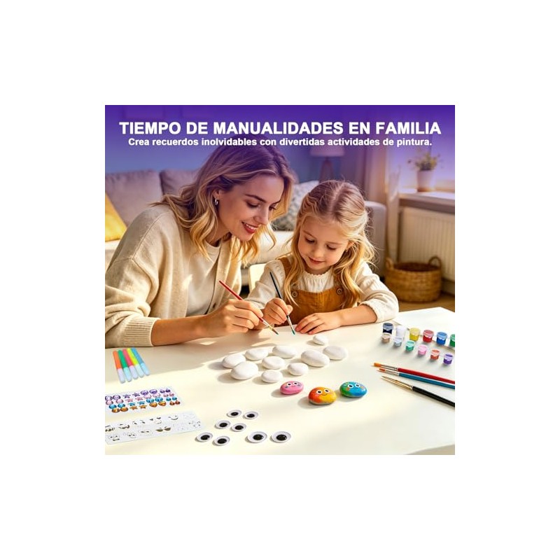 Kit Pintura Rocas Brillantes Oscuridad Set Completo Arte Manualidades Infantil