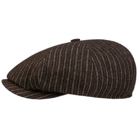 Stetson 8 Panel Woolen Stripe Flat Cap – Men's – Peaked Cap – Flat Cap in Striped Design – Elegant Winter Accessory – Made in Germany – Autumn/Winter, dark brown, 61