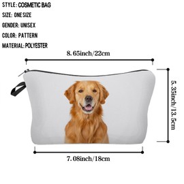 Livel lhood Golden Retriever Dog Cosmetic Bag for Women Cute Small Makeup Bag for Purse Travel Toiletry Zipper Pouch for Girls Gift for Dog Lovers Golden Retriever Dog Makeup Bag for Her