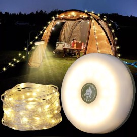 Unbranded Portable LED Camping String Lights Lantern Waterproof USB Rechargeable Magnetic - Warm White