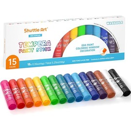 Tempera Paint Sticks, 15 Colors Solid Tempera Paint for Kids, Super Quick-drying, Washable, Works Great on Paper Wood Glass Ceramic Canvas