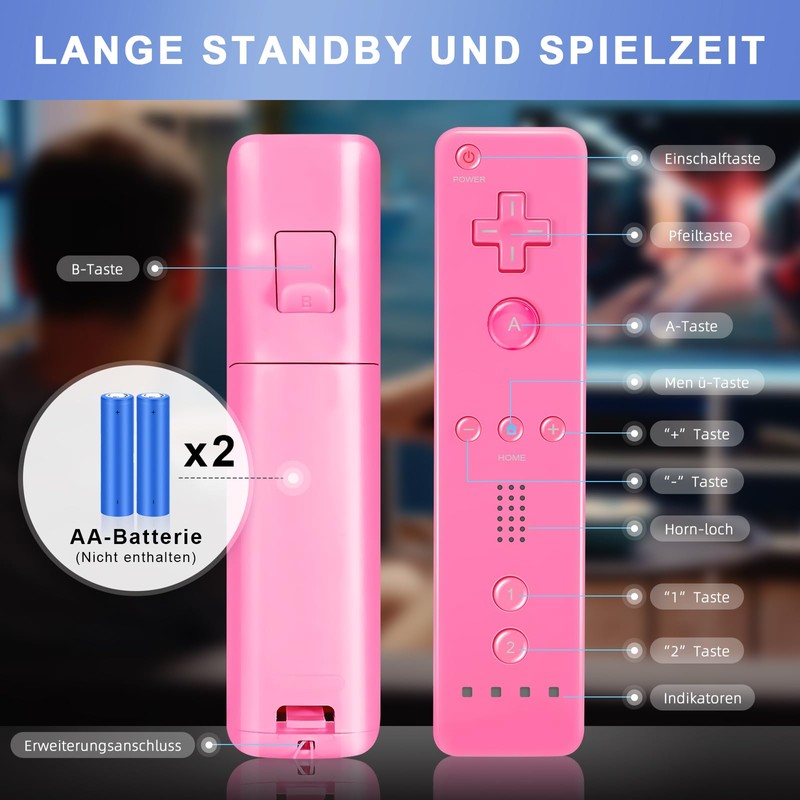 Wiiコントローラー2パック - Wiiリモコン、シリコンケース、リストストラップ付き (ブルー+ピンク)