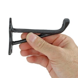 Unbranded Cast Iron Fancy Black Wall Hook Towel Coat Hat Purse Behind Door Hanger 4.25 in