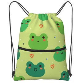 Dujiea Drawstring Backpack, Adjustable Cartoon Frog Gym Bag Sackpack Cinch Sports Backpack For Men Women Shopping Yoga Swimming Traveling