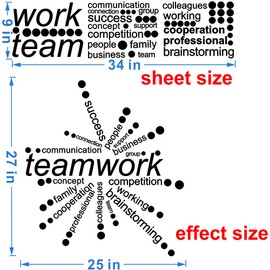 ANFRJJI Teamwork Wall Decals - Removable PVC Stickers for Positive Office and Corporate Culture Decor - Inspirational Sayings for Home, Classroom, Team Gym - effect 27"X25" inches