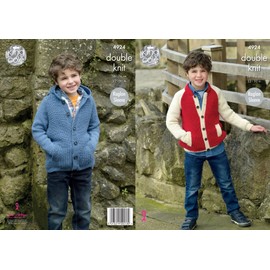 King Cole Boys Double Knitting Pattern Childrens Raglan Sleeve Jacket & Hoodie (4924) Multicolor,22" - 30" chest