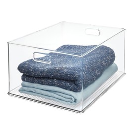 iDesign Recycled Plastic Stackable Storage Bin with Handles - Clear