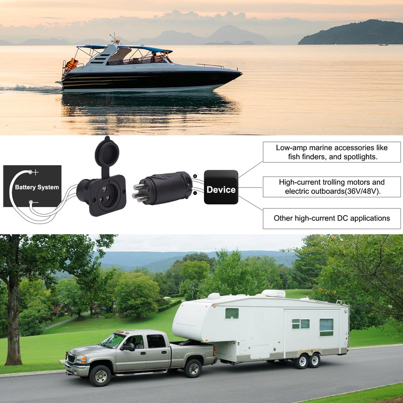 LIXUANBY 12VCPS3 70A Trolling Motor Plug & Receptacle for 2