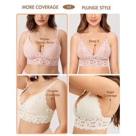 MOMANDA Women's Lace Nursing Bra Wirefree Padded Breastfeeding Maternity Bralette Cute More Coverage Black 38DD