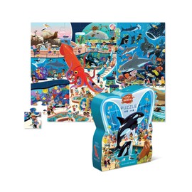 Crocodile Creek Above + Below 48-Piece Jigsaw Floor Puzzle - Fun Floor Puzzles for Kids Ages 4-8 - Day at The Aquarium - 18 x 24 inches Finished