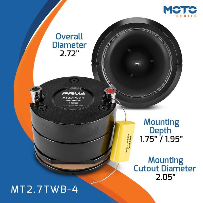 PRV Motorcycle Bullet Tweeter 2.75" Short Horn 140 Watts 4