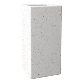 LeisureMod Terra Fiberstone and MGO Clay Tall Square Planter Dotted White 24"
