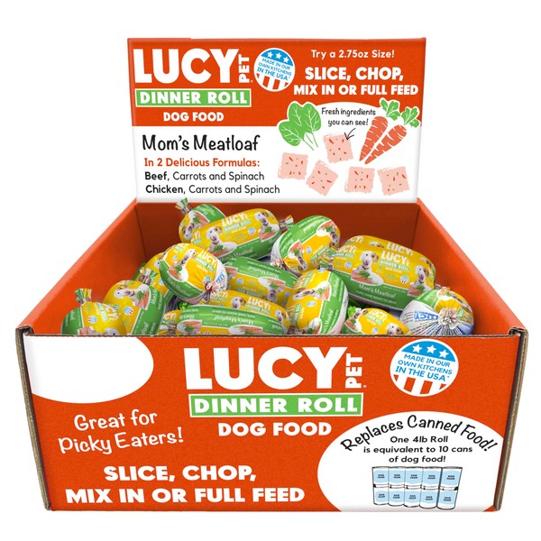 Lucy Pet Dinner Rolls-Mom's Meatloaf Chicken with Carrots and Spinach 2.75oz/36 ct. Box
