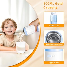 Zertylre Portable Milk Warmer for Travel,New Upgrade Detachable Design,17Oz Larger Capacity Baby Bottle Warmer with Adjustable Temp & Keep Warm for Formula, Breastmilk,Fast Heating,13500 mAh