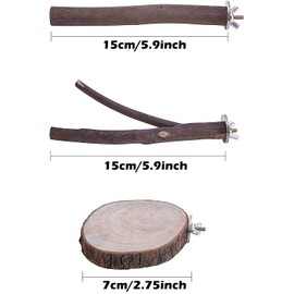 Deloky 8 PCS Natural Wood Bird Perch Stand-Wooden Parrot Perch Stand-Perch Platform Cage Accessories for Parrotlets Budgies Cockatiels Parakeets Lovebirds