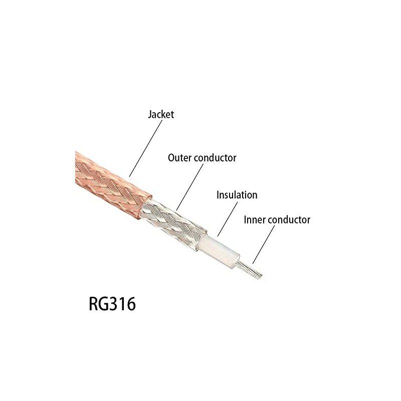Vecys RG316 Cable Low Loss RF Coaxial Cable 50 Ohm