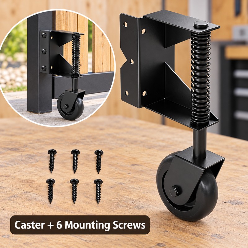 4-Inch Right-Side Spring-Loaded Gate Caster Wheel with 360° Swivel and