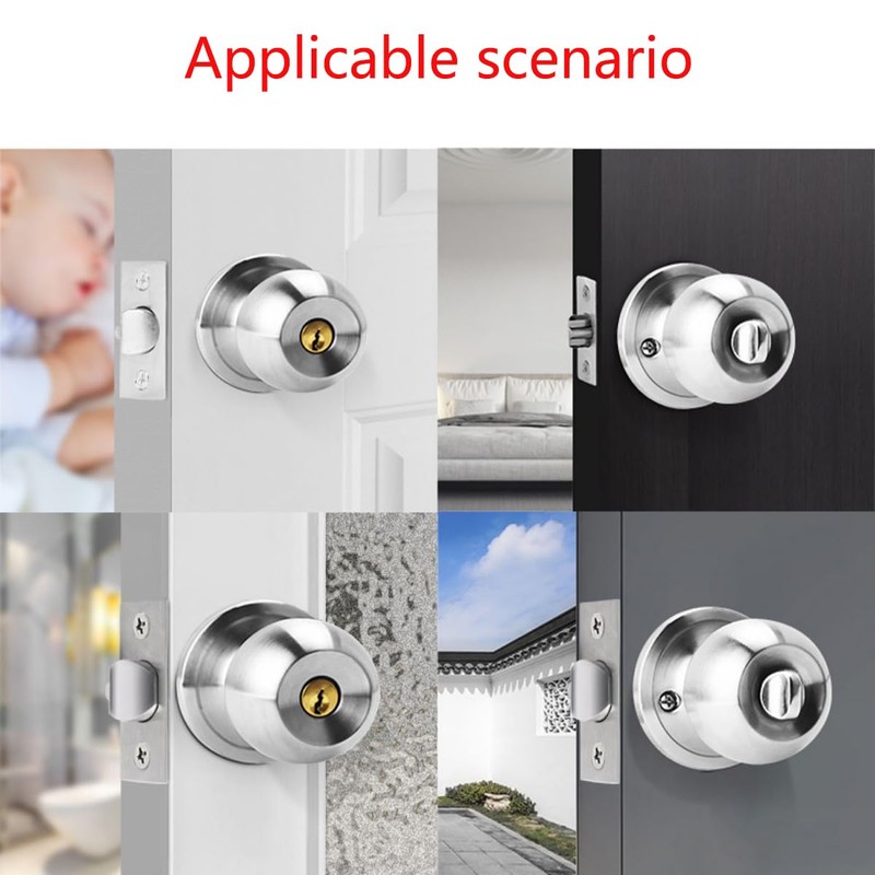 Qrity Stainless Steel Entracne Passage Door Handle Lock Knobs Lockset