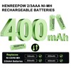 Henreepow 2/3AAA Solar Battery, 2/3AAA 400mAh Rechargeable Battery, 2/3AAA 1.2V