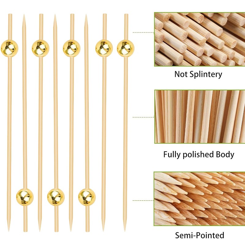 200 Pcs Cocktail Picks,4.7 Inch Fancy Toothpicks,Disco Ball Decorative Toothpicks