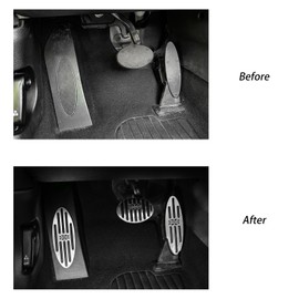 ANFOKAS 3pcs Compatible with MINI Cooper Accessories Sporty Anti-Slip Aluminum Foot Pedal Cover Pedals Pads Car Interior Pedal Replacement -Gray Flag Style