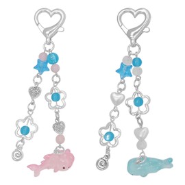 AGEN KGEN Aesthetic Y2K keychains Cute Butterfly Star Strawberry Bear Guitar Keychains for Women Keychain Charms Bag Purse Phone Charms Pendant Gifts(2x Cute Fish)