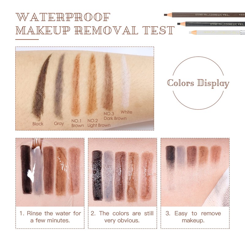 LSxia Waterproof Eye-Brows Pen-cil Set, Pull Cord Peel-off Eyebrow Pencil