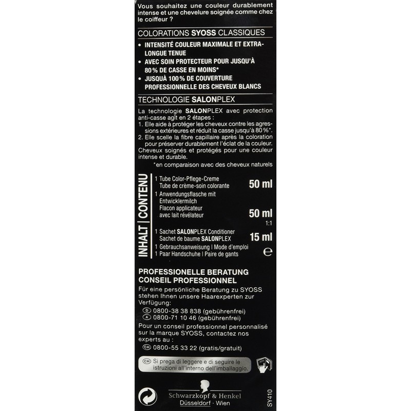 Syoss Hair Colour 4-1 Medium Brown Pack of 3 x