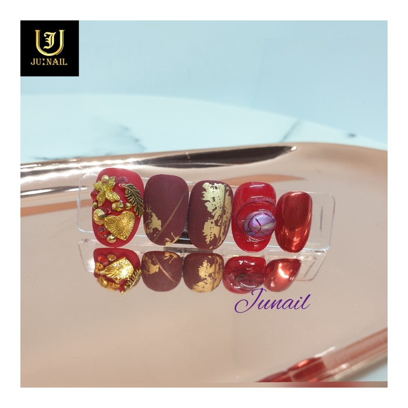 Charming burgundy handmade nail tips - Long round / 매력버건디