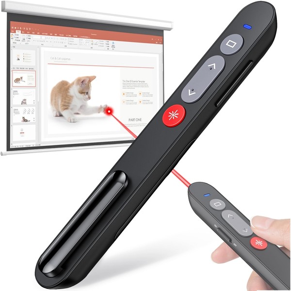 HASACOOL Presenter 2.4GHz PowerPoint Remote Control via USB Receiver Red