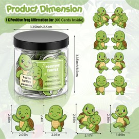 Lineshading 60 Pcs Positive Turtle Cards Jar Affirmation Cards with Quotes Sea Turtle Gifts for Women Friendship Friend Gift Positive Decor for Home Office