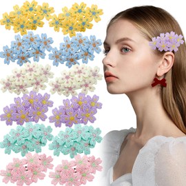 Floral Hair Clips, 12 Pack Alligator Barrettes, Pastel Colors Hair Accessories for Women, Non-Slip Design