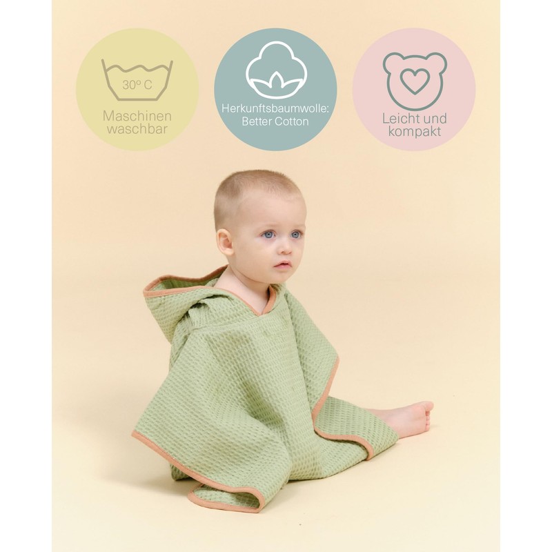 molis&co. Children's Bath Poncho Hooded Beach Towel. Lightweight and Compact