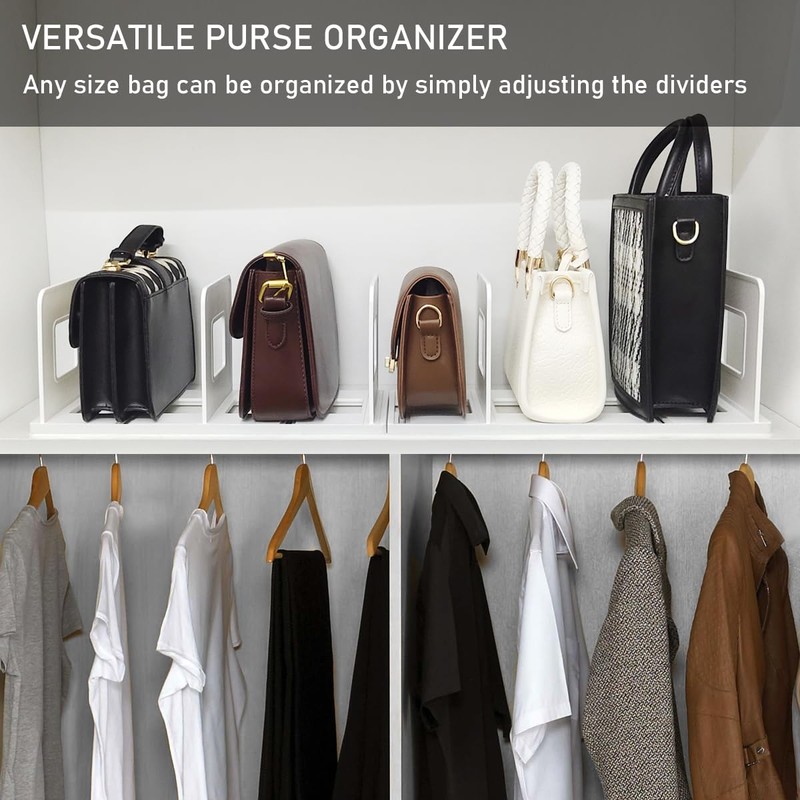 KAIDELI Purse Organizer for Closet Shelf 10 Divider, Adjustable Closet