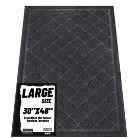 Cybstrax Front Door Mat Indoor Outdoor Entrance, 30" x 48" Heavy Duty All-Season All-Weather Waterproof Doormat Trap Dirt and Moisture Easy Clean Low Profile Patio Porch Entryway Mat