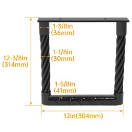 ECOTRIC Truck Step Universal 12" Tall x 12" Wide Perforated Galvanized Cable Step for Big Trucks Trailers Black