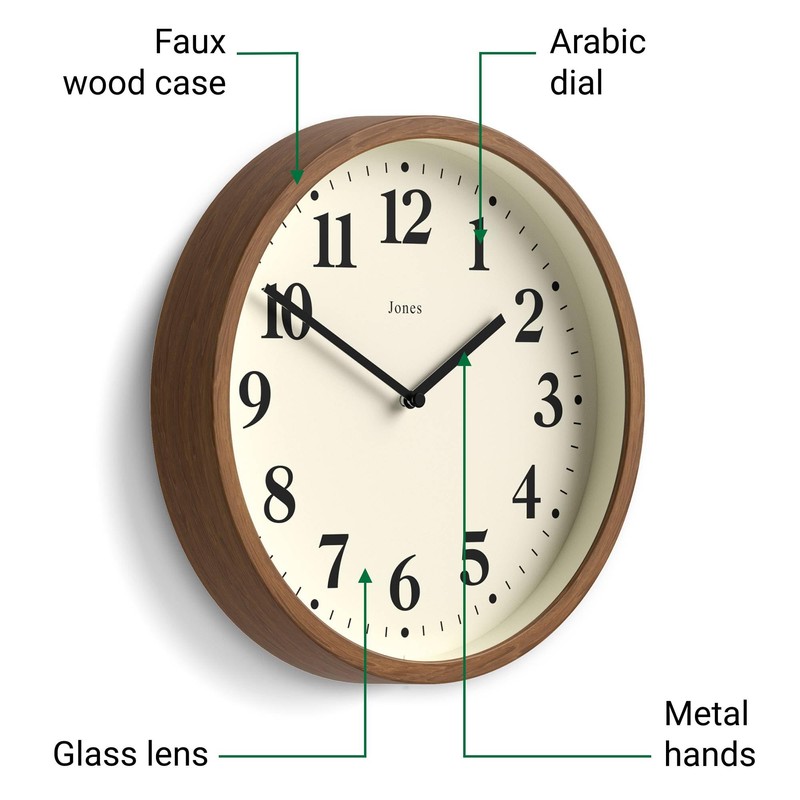 JONES CLOCKS® Lodge Wall Clock | Small Modern Clock |