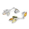 Multicolor Amber Sterling Silver Leaf Stud Earrings
