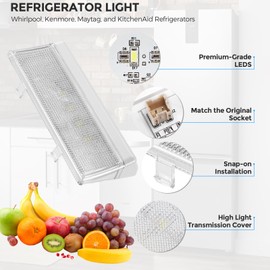 New Upgraded W10515057 Refrigerator LED Light Set - Compatible with Whirlpool, Kenmore, Maytag, and KitchenAid Refrigerators - Replaces WPW10515057 AP6022533 PS11755866 (2)