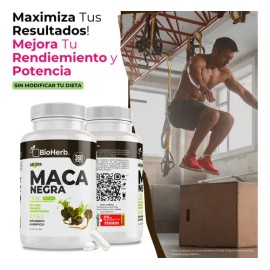 Maca Negra 100 Pura Bioherb 180 Cápsulas Suplemento                                                                                                   