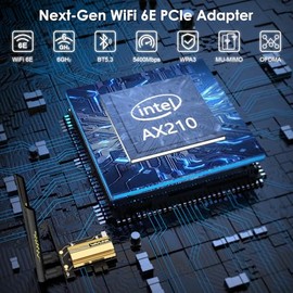 WAVLINK Tarjeta WiFi 6E PCIe AX5400M WiFi, tarjeta de red 2024 Adaptador inalámbrico AX210 de triple banda con Bluetooth 5.3, MU-MIMO, WPA3, OFDMA, soporte de perfil bajo, disipador de calor