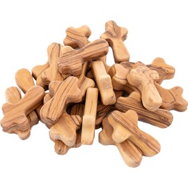 Zuluf 25 Small Olive Wood Comfort Crosses from Bethlehem Israel | Pocket Holding Crosses | Religious Gift for Kids and Adults | Comes With 25 Holy Land Certificates 6cm / 2.5 Inch Each Cross - CRS097