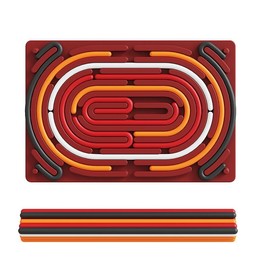 Sensory Activity Board Rectangular Silicone Puzzle Stress Relief Toy, Double-Sided Busy Board For Children, Enhances Fine Motor Skills, Includes Storage Bag - Color: Red