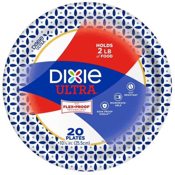 Dixie Ultra Paper Dinner Plates, 10 1/16", 20 Ct