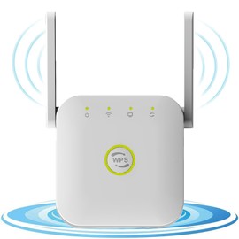 WiFi Extender, 300Mbps Wifi Extender with Ethernet Port, Covers Up to 1076 Sq.ft and 64 Devices, Quick Setup, One Clik Encryption, UK Plug