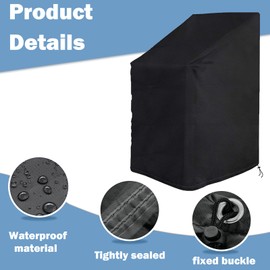 MOZMY Pack of 2 Garden Chairs Covers, Protective Cover, Stacking Chairs, Waterproof, Windproof, Anti-UV, Protective Cover Garden Chairs 420D Oxford Outdoor Cover Garden Chairs 120 x 75 x 75 cm