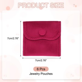 PATIKIL 3x3 Inch Velvet Jewelry Pouches, 6 Pcs Jewelry Packaging Gift Bags with Snap Button for Bracelet Necklace Rings Watch, Rose Red